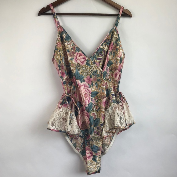 Victoria's Secret Other - Vintage Floral Lace Bodysuit Teddy Lingerie Medium